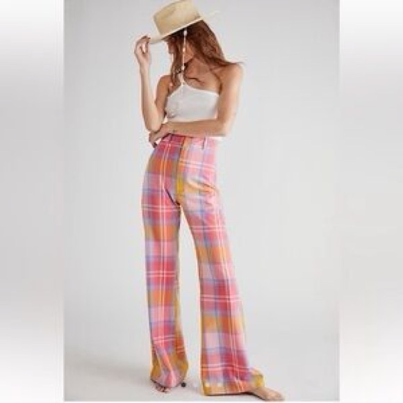 Free People Wide leg plaid pants - Picture 1 of 6
